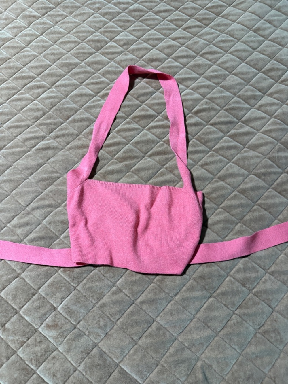 SHEIN Pink Knit Halter Crop Top